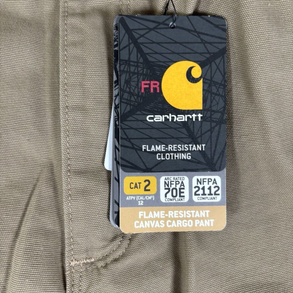 Carhartt Flame Resistant Canvas Cargo Pants Mens 34x34 Beige Work NFPA 2112 NWTS - Picture 4 of 12